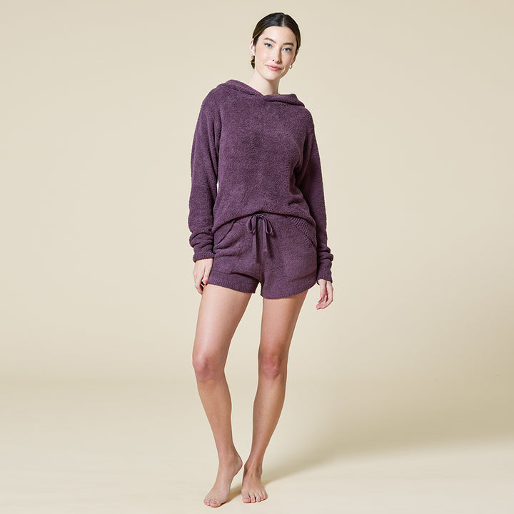 Solid Marshmallow Hoodie Short Set - Fig