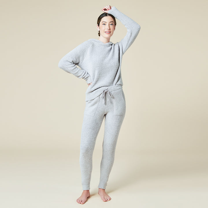 Solid Marshmallow Hoodie Lounge Set - Grey